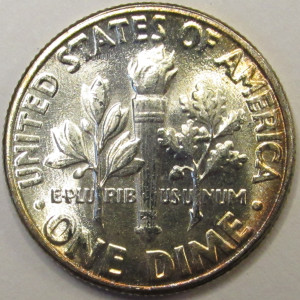 1958 Roosevelt Dime - antique toned American silver dime