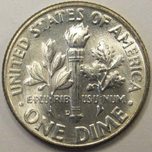 1958 D Roosevelt Dime - antique Denver mintmark American silver dime