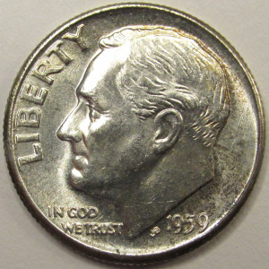 1959 Roosevelt Dime - antique American silver dime coin