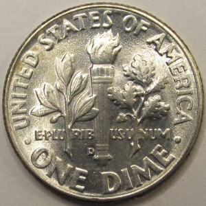 1959 D Roosevelt Dime - antique Denver mintmark American dime