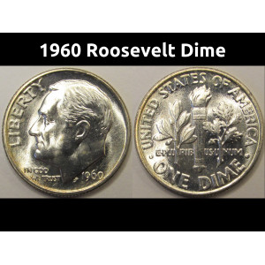 1960 Roosevelt Dime - antique high grade American silver dime