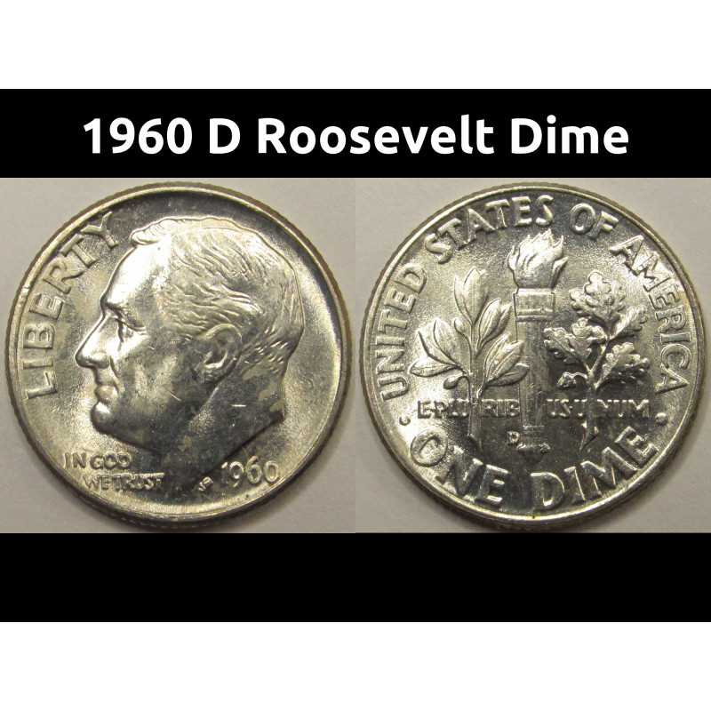 1960 D Roosevelt Dime - antique Denver mintmark silver American dime