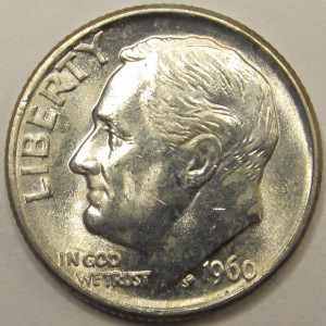 1960 D Roosevelt Dime - antique Denver mintmark silver American dime