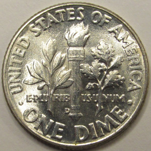 1960 D Roosevelt Dime - antique Denver mintmark silver American dime