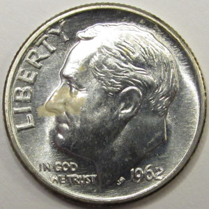 1962 Roosevelt Dime - antique American silver dime coin