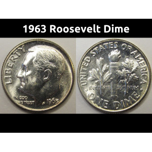 1963 Roosevelt Dime - antique American silver dime