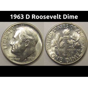 1963 D Roosevelt Dime - antique Denver mintmark American silver dime