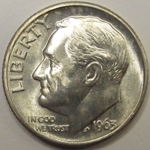 1963 D Roosevelt Dime - antique Denver mintmark American silver dime