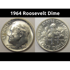 1964 Roosevelt Dime - antique American silver dime