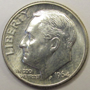 1964 D Roosevelt Dime - antique Denver mintmark silver dime