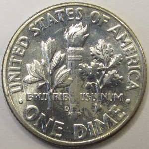 1964 D Roosevelt Dime - antique Denver mintmark silver dime