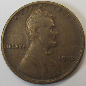 1912 Lincoln Wheat Cent - antique early date American wheat penny coin