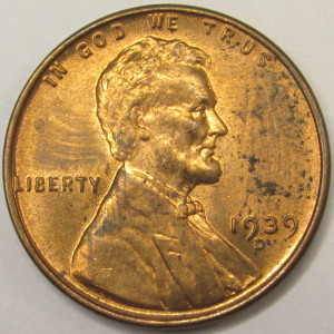 1939 D Lincoln Wheat Cent - antique Denver mintmark uncirculated penny coin