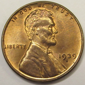 1939 S Lincoln Wheat Cent - antique San Francisco mintmark uncirculated penny