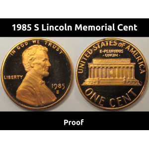 1985 S Lincoln Memorial Cent - vintage flashy proof penny