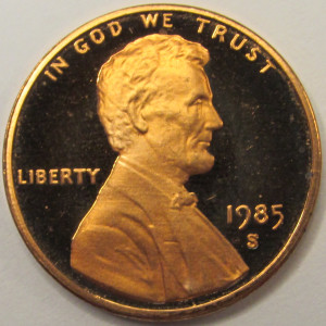 1985 S Lincoln Memorial Cent - vintage flashy proof penny