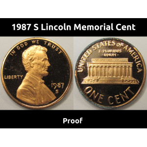 1987 S Lincoln Memorial Cent - vintage flashy proof coin