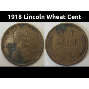 1918 Lincoln Wheat Cent - antique American wheat penny