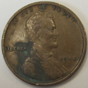 1918 Lincoln Wheat Cent - antique American wheat penny