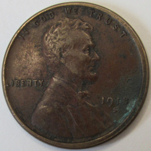 1918 S Lincoln Wheat Cent - antique SF mintmark wheat penny coin