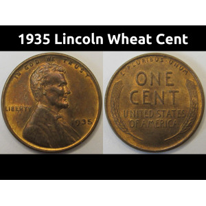 1935 Lincoln Wheat Cent - antique uncirculated American wheat penny