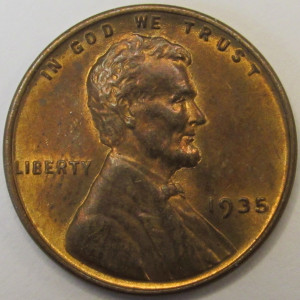1935 Lincoln Wheat Cent - antique uncirculated American wheat penny