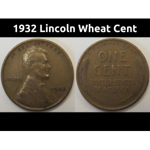 1932 Lincoln Wheat Cent - antique American wheat penny coin