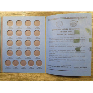 Whitman coin folder for Jefferson Nickels - 1938 to 1961 - vintage supply