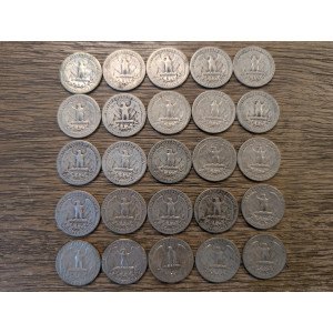 Lot of 25 1935-1964 Washington Quarters - antique silver American coin lot