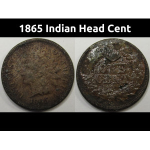 1865 Indian Head Cent - antique Civil War era American penny