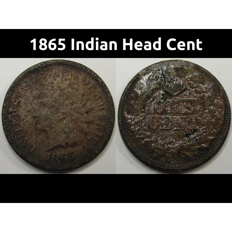 1865 Indian Head Cent - antique Civil War era American penny