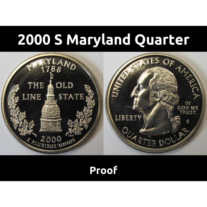 2000 S Maryland Washington Quarter - Proof - vintage twenty five cent coin