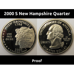 2000 S New Hampshire Washington Quarter - Proof - vintage American coin
