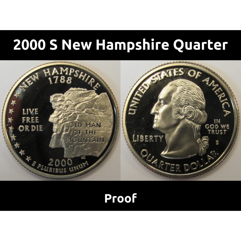 2000 S New Hampshire Washington Quarter - Proof - vintage American coin