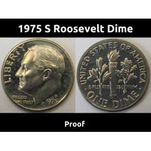 1975 S Roosevelt Dime - antique San Francisco mintmark ten cent coin