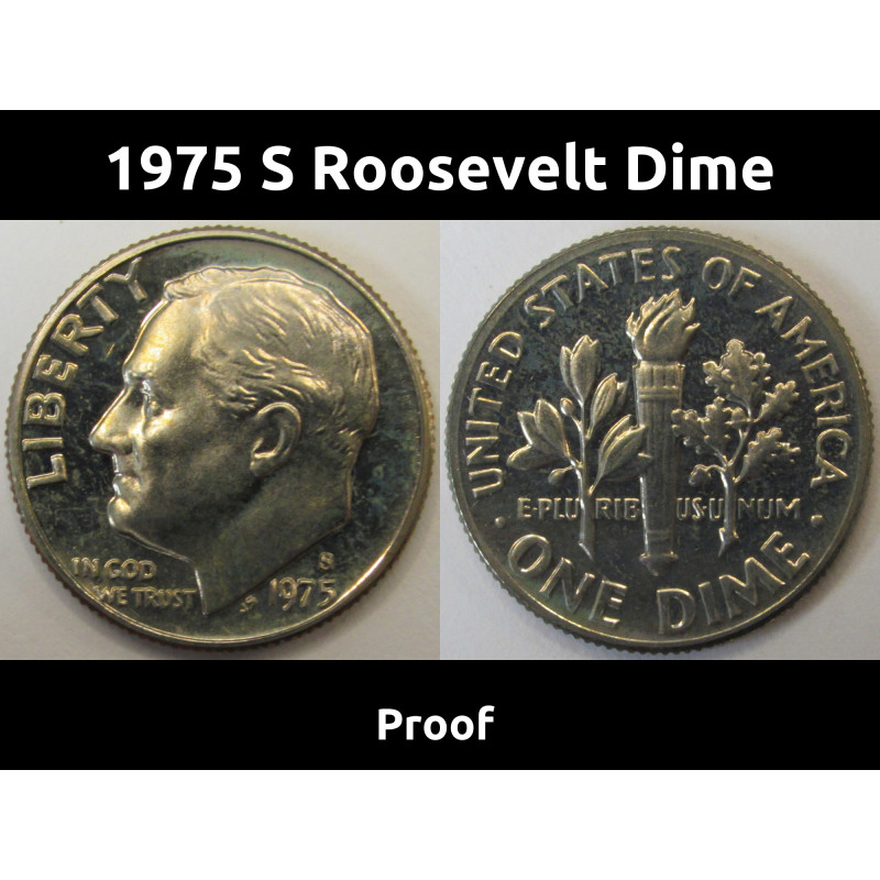 1975 S Roosevelt Dime - antique San Francisco mintmark ten cent coin