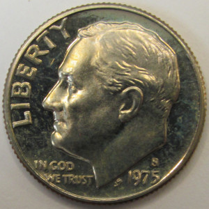 1975 S Roosevelt Dime - antique San Francisco mintmark ten cent coin