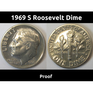 1969 S Roosevelt Dime - vintage proof sixties coin