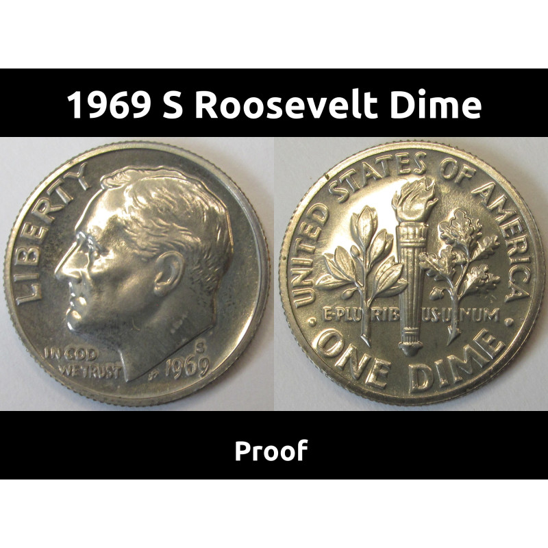 1969 S Roosevelt Dime - vintage proof sixties coin