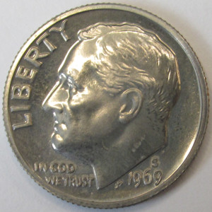 1969 S Roosevelt Dime - vintage proof sixties coin