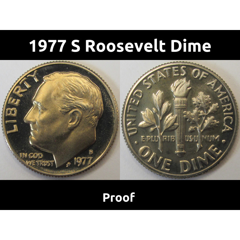 1977 S Roosevelt Dime - vintage American proof coin