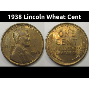 1938 Lincoln Wheat Cent - antique unciruclated American penny