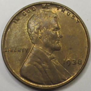 1938 Lincoln Wheat Cent - antique unciruclated American penny