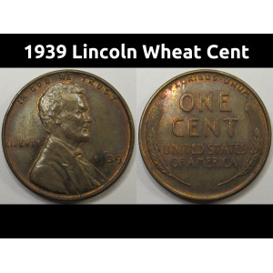 1939 Lincoln Wheat Cent - antique thirties uncirculated penny