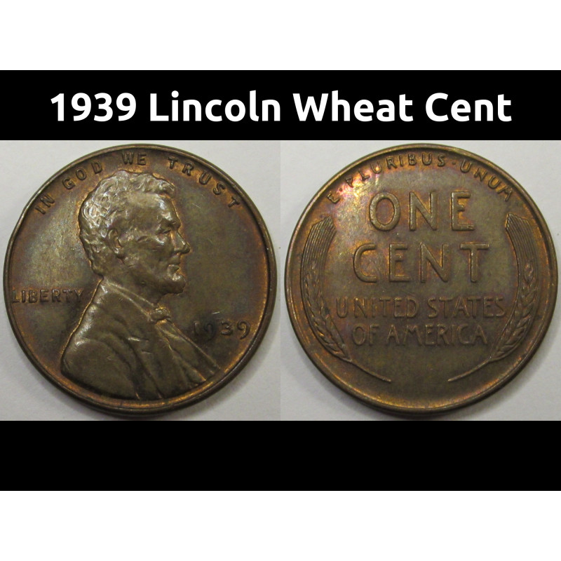 1939 Lincoln Wheat Cent - antique thirties uncirculated penny