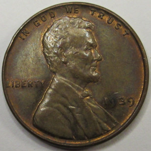 1939 Lincoln Wheat Cent - antique thirties uncirculated penny