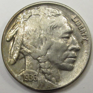 1936 Buffalo Nickel - antique great condition American Indian coin