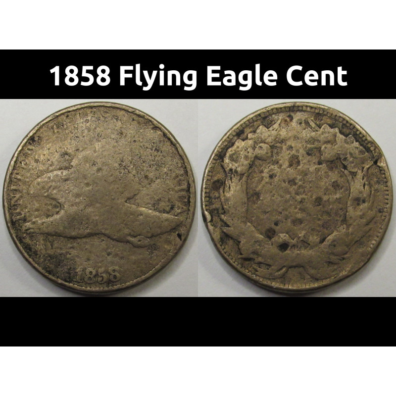 1858 Flying Eagle Cent - antique American pre Civil War penny coin