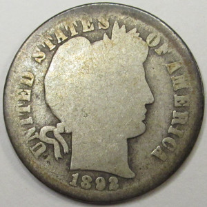 1892 O Barber Dime - antique New Orleans mint first year of issue silver coiin