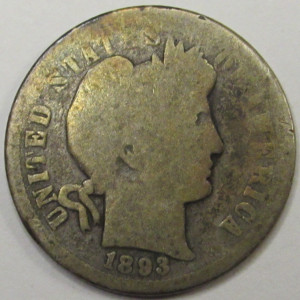 1893 O Barber Dime - antique better date American silver dime